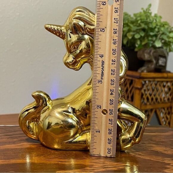 Mirrored Metallic Gold Unicorn Figurines Set of 2 - Picture 16 of 16